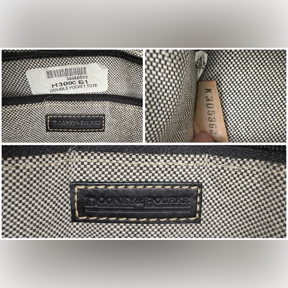 VTG Dooney & Bourke Canvas Double Pocket Satchel Gray DB Monogram Crossbody - Picture 3 of 16